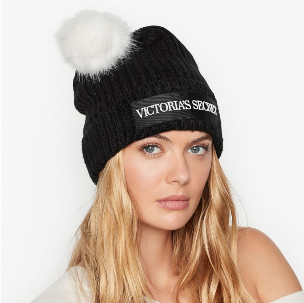 Victoria's Secret Black Beanie Hat